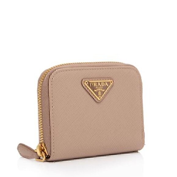 Prada Saffiano Zip Around Card Holder Beige - Picture 2 of 10